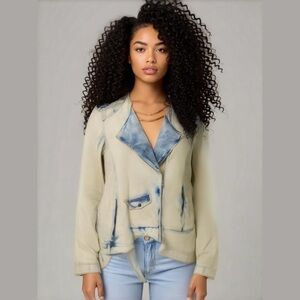 Zara‎ vintage look moto denim jacket medium